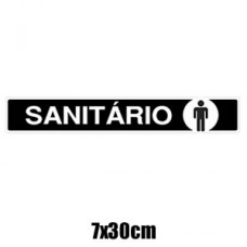Placa de Informação Preta Sanitário Masculino 7x30cm A431 Acesso
